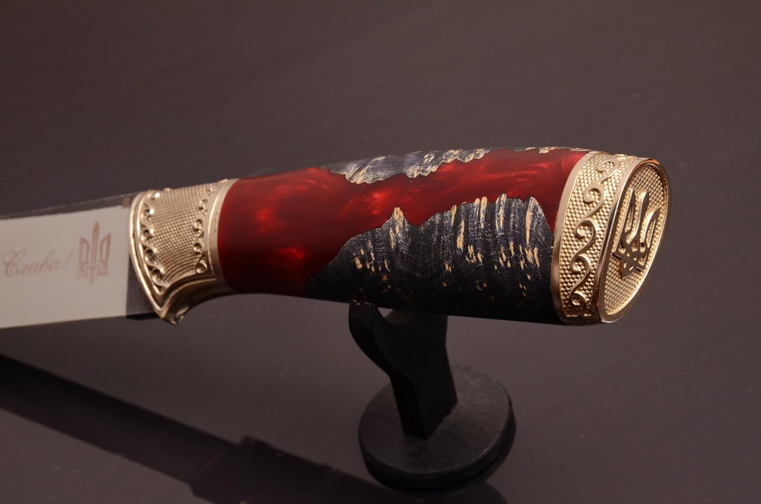 Glory to Ukraine ! - Glory to Heroes ! - Coat of Arms of Ukraine - Trident Ukrainian Military Patriotic National Trident Knife Handmade Knives for Tourist, Hunting, Fishing, Camping, Tactical