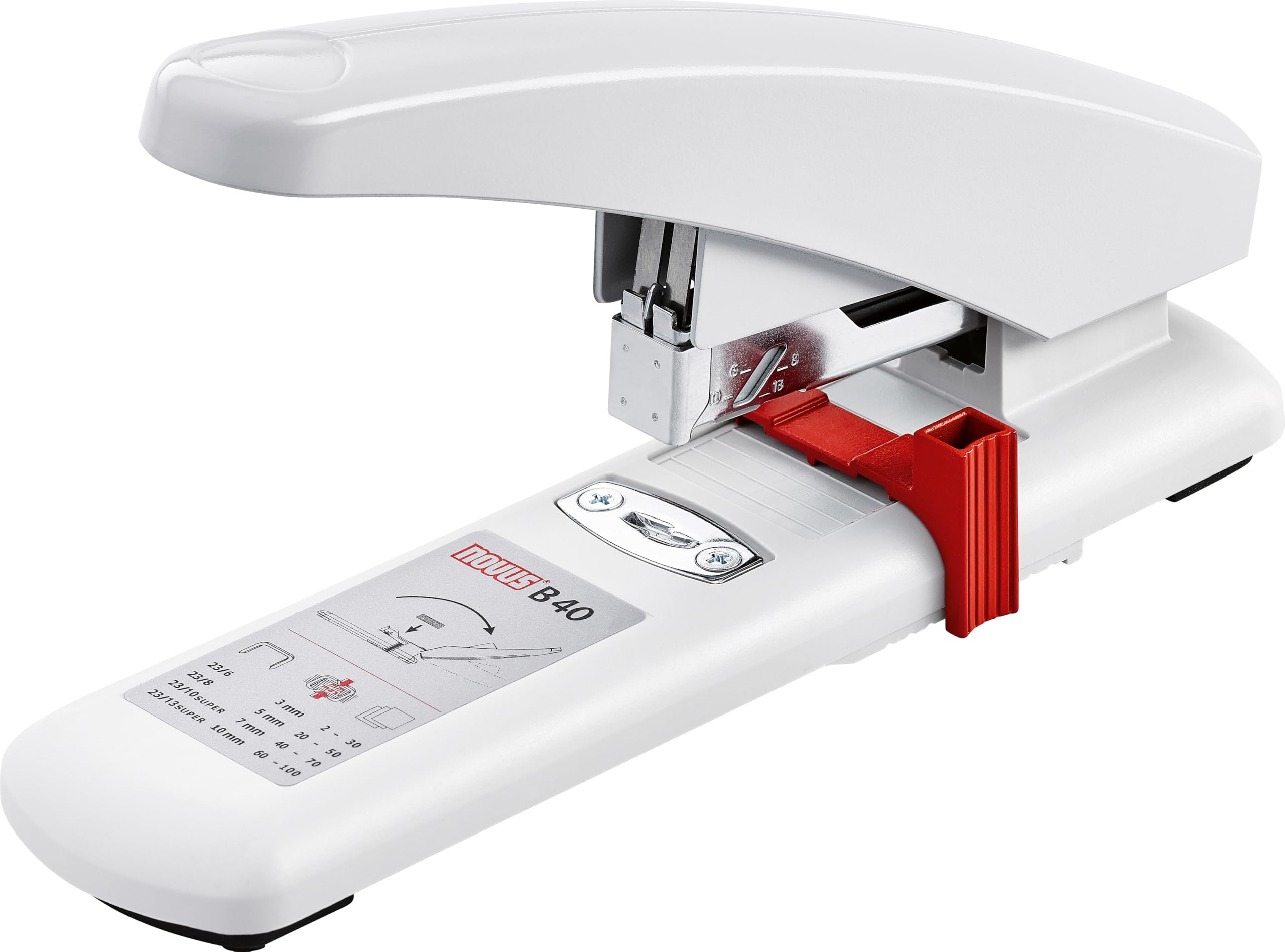 Novus B 40 Heavy Duty Stapler (Capacity of 100 Sheets, Stapler with Variable Insertion Depth up to 55 mm) Light Grey