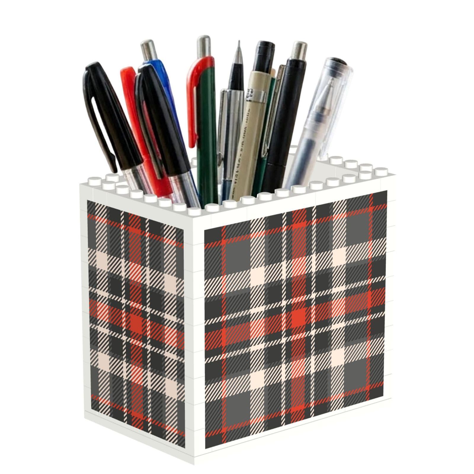 Poadnly Tartan, Pen Pot Pencil Holder for Office Home School, Compact Desk Organiser for Office Stationery