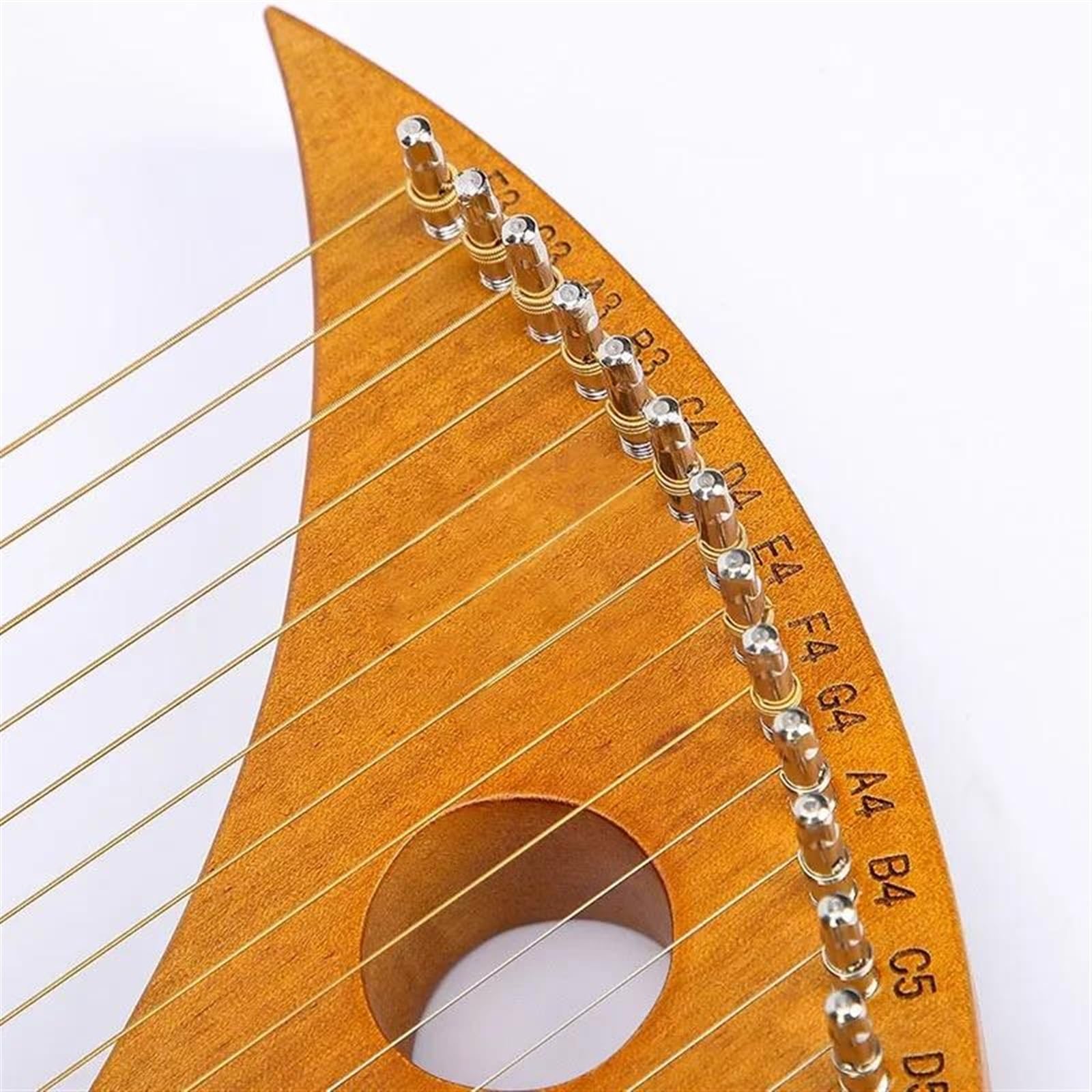 harfe instrument 19-saitige Lyra Massivholzfurnier-Harfe Phonetische Symbole Exquisite Schnitzereien Musikinstrument Mit Stimmschlüssel