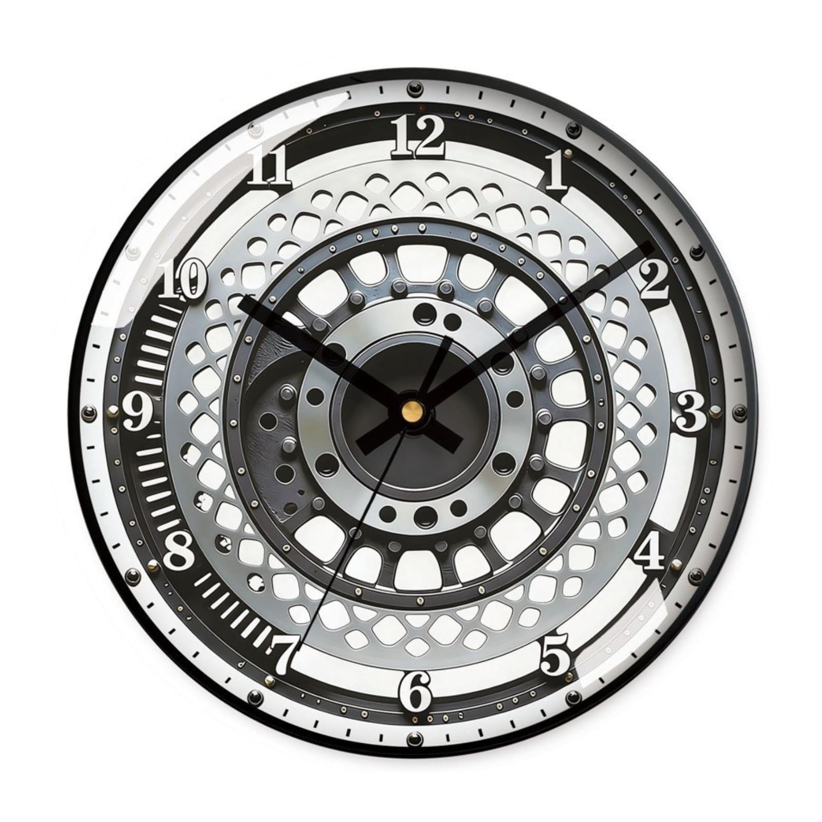 Reloj con Esfera Disco Freno Automotriz Reloj Pared Redondo Transparente para Mecánicos, Garaje, 35cm 14 Pulgadas, Style to 2