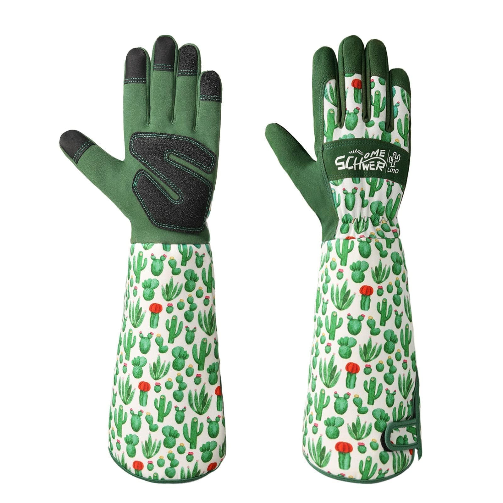 Schwer Gardening Gloves for Women, Rose Pruning Gloves with Forearm Protection, Breathable and Comfortable Thorn Proof Garden Glove with Touch Screen for Yard & Outdoor Work (Large 1 pair)-image-1