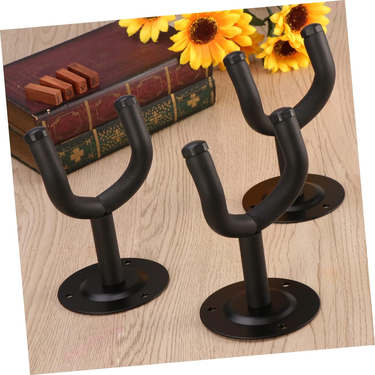 3pcs Black Guitar Hangers for Wall, Iron Round Shape Xmas image 2