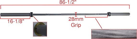 Men's Cross Training Barbell 2000lb 28mm Grip