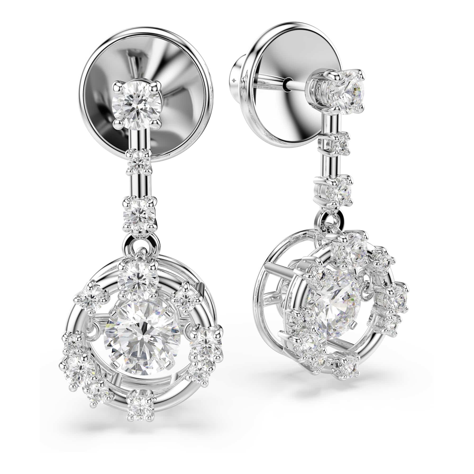 Swarovski Constella Collezione, Taglio rotondo, Pietra danzante, Bianco, Placcato rodio