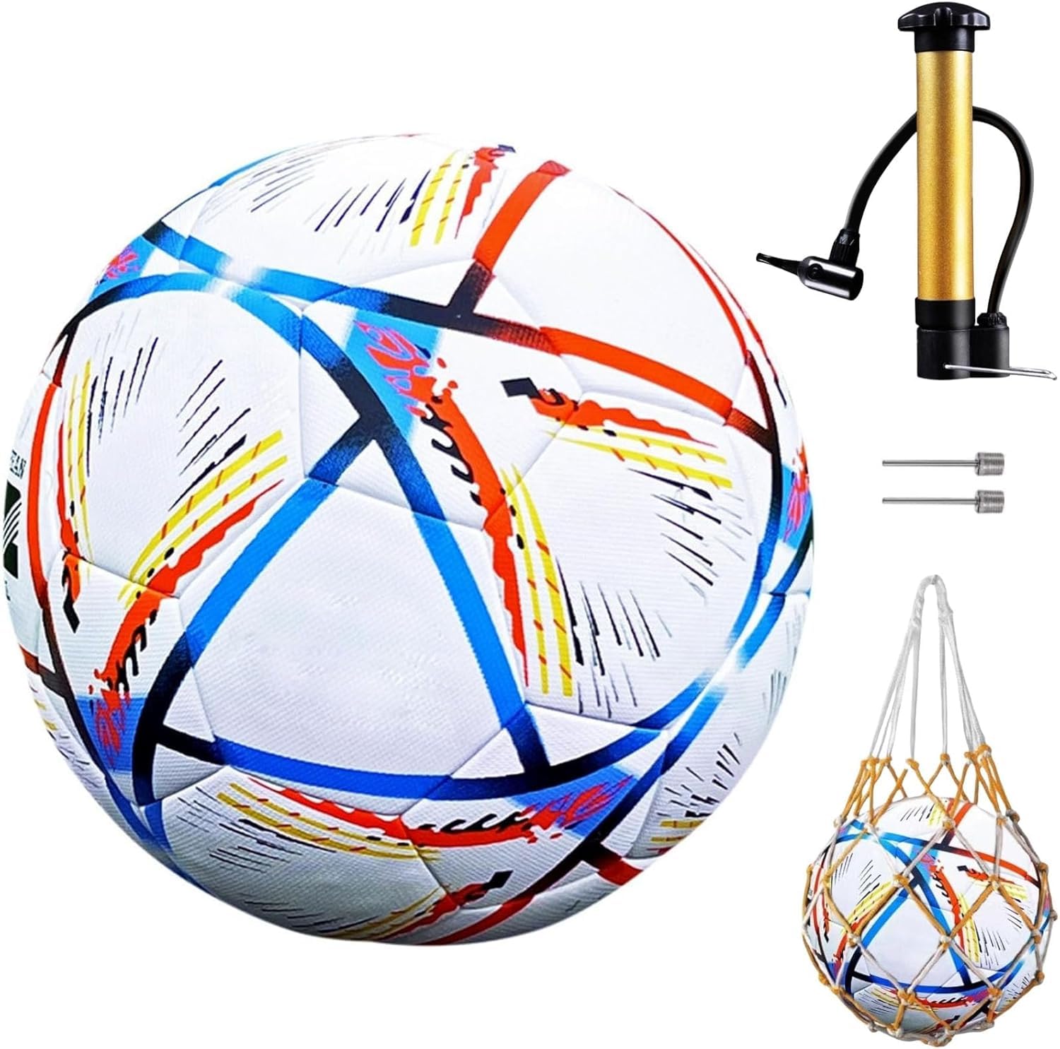Soccer Ball Size 5, World Cup Quality Training Football, Official Match Weight Team Match Soccer Ball, Long Lasting PU Leather Team Soccer Ball With Seamless Stiching, for Kids and Adult