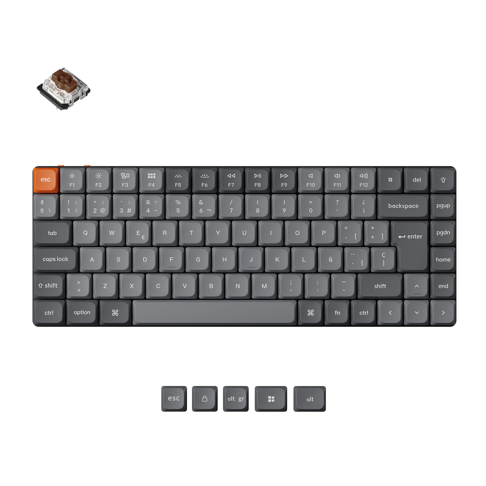 Keychron K3 MAX Teclado Gaming Inalámbrico Ultrafino, ISO-ES, Switch Marrón | 2,4 GHz/BT 5.1/USB-C, Programación con QMK/Launcher, Teclas LSA de Perfil Bajo en PBT, Teclado Español para Mac, Win y Linux