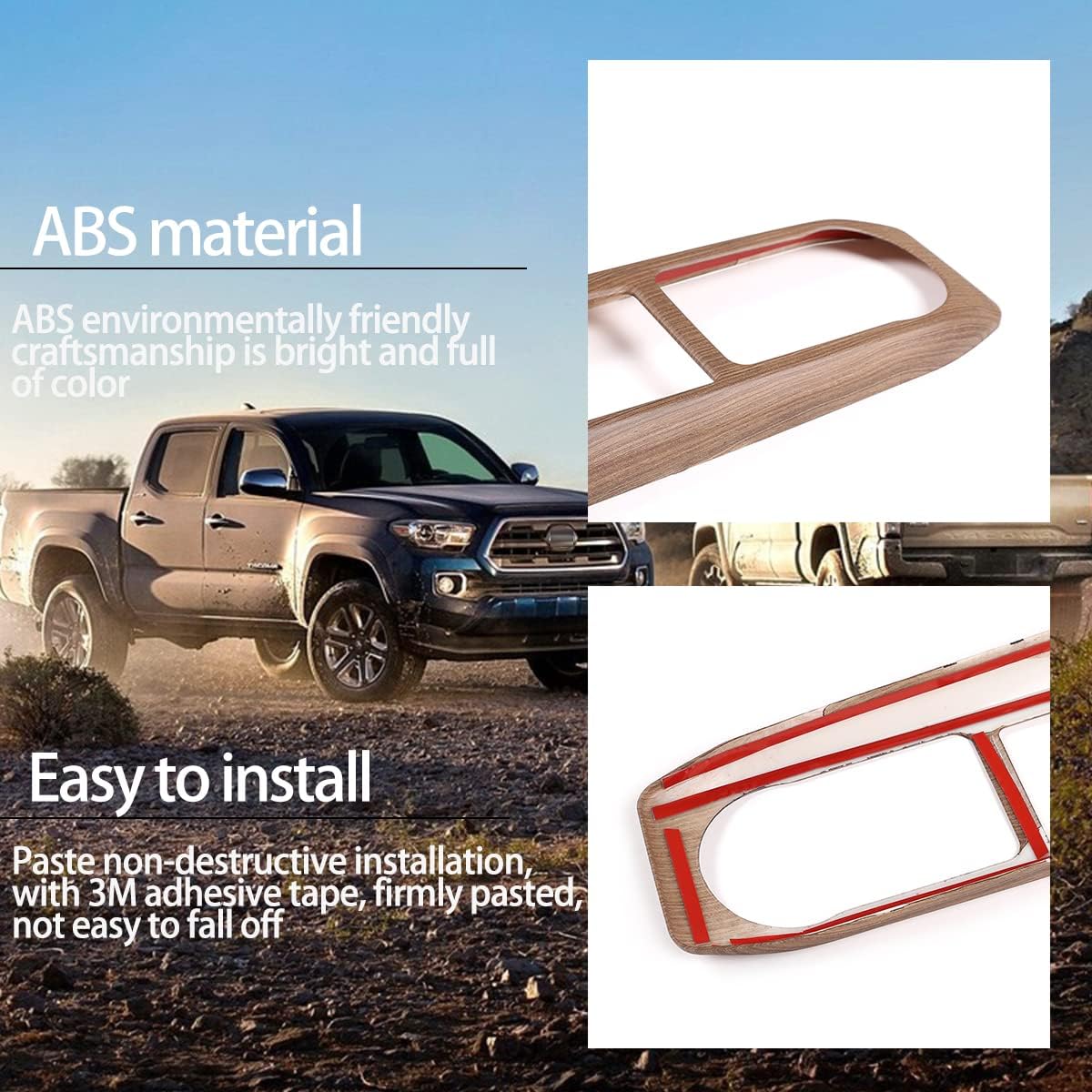 CHEAYAR Interior Shift Gear Panel Cover Trim, Central Control Gear Panel Made ABS,Compatible with Toyota Tacoma 2016-2021. (Pear Wood Grain)