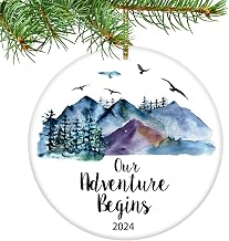 Our Adventure Begins Christmas Tree Ornament Gift for Newlywed Couple Christmas Married Ornament 2024 Wedding Gifts (Blue Adventure Begins)