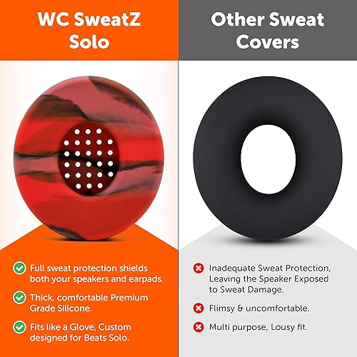 Miniatura 10 de WC SweatZ Beats Solo - Fundas para almohadillas de sudor para Beats Solo 3 y Beats Solo 2, fabricadas por Wicked Cojines, a prueba de sudor,