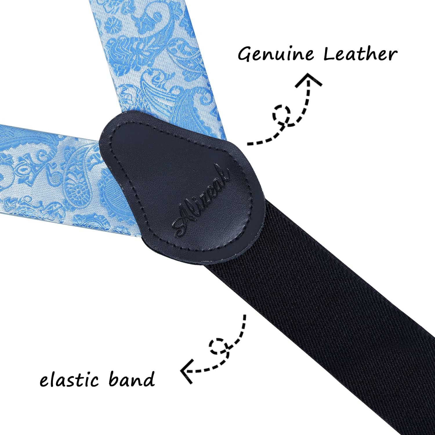 Alizeal Mens Paisley Suspender and Bow Tie, Hanky, Cufflinks