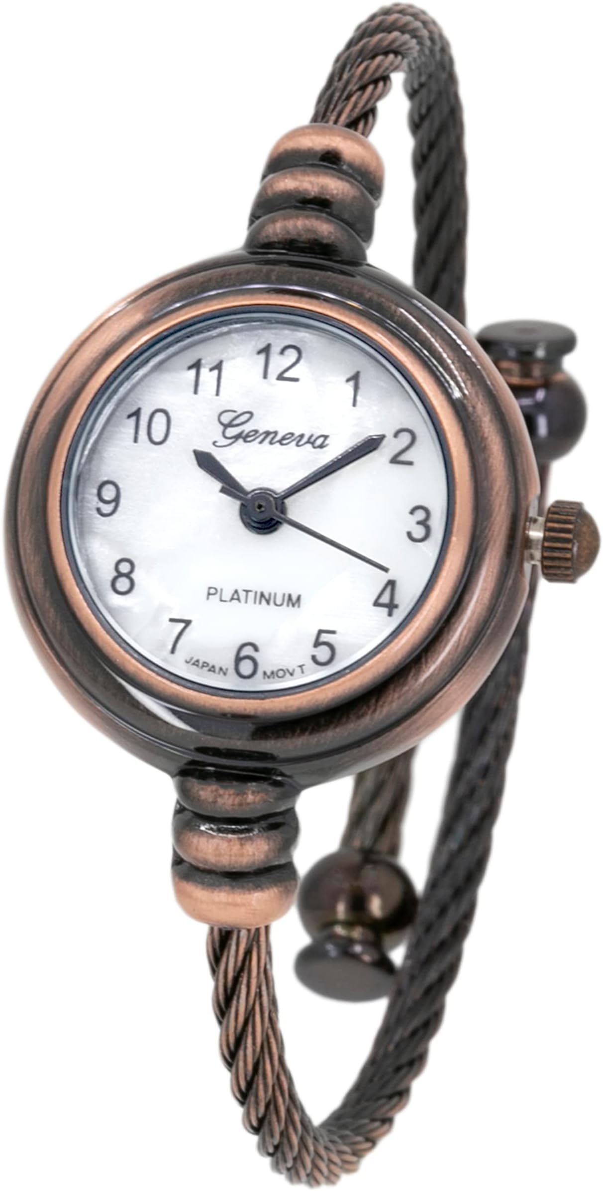 Collections Women's Cuff Watch - Round Analog Display Arabic Numbers 23mm Case Wire Bracelet Watch for Women Elegant Cable Cuff Bangle Wrist Watch