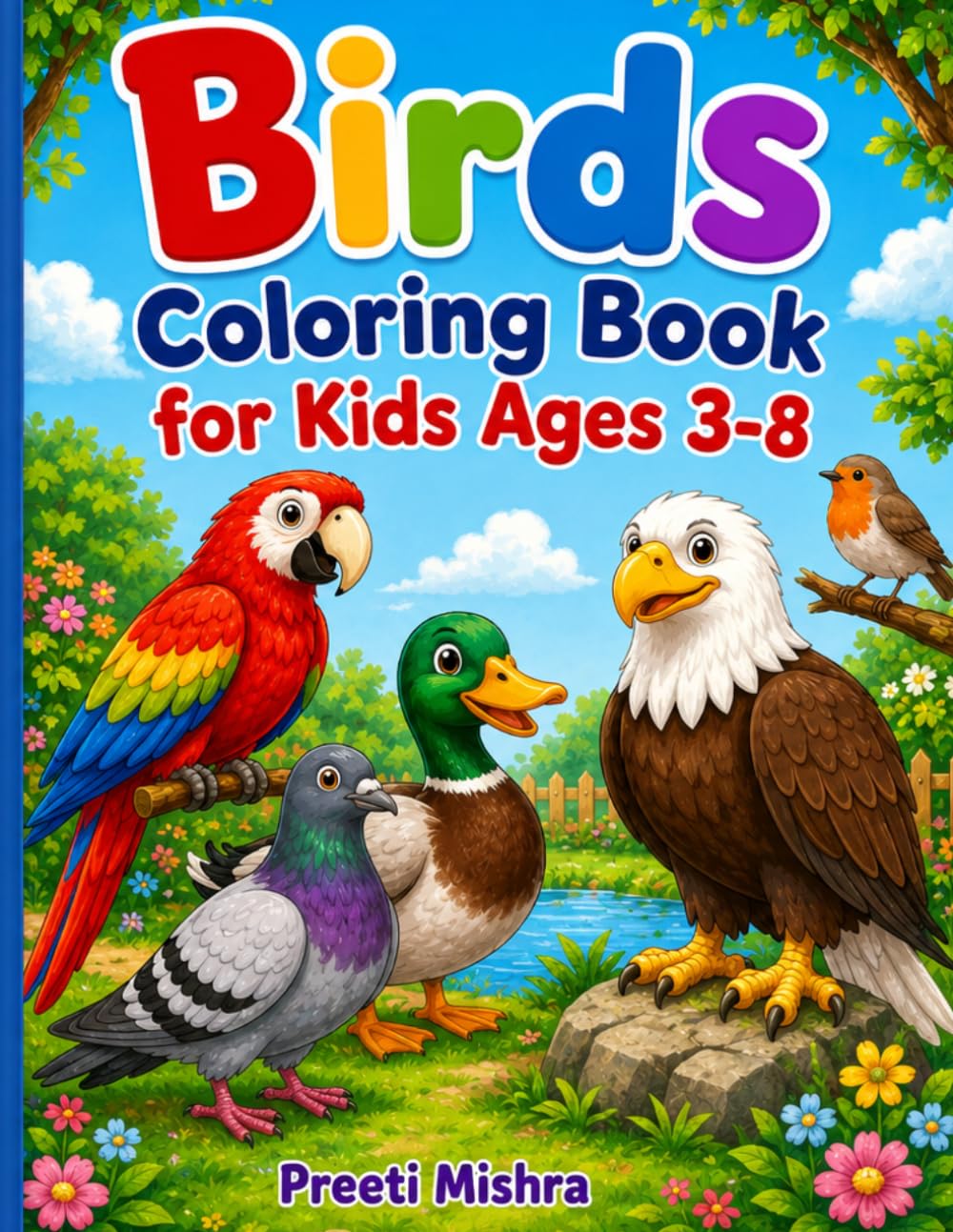 Birds Coloring Book for Kids Ages 3-8: Colorful Birds, Fun Coloring Pages & Easy Bird Art for Children