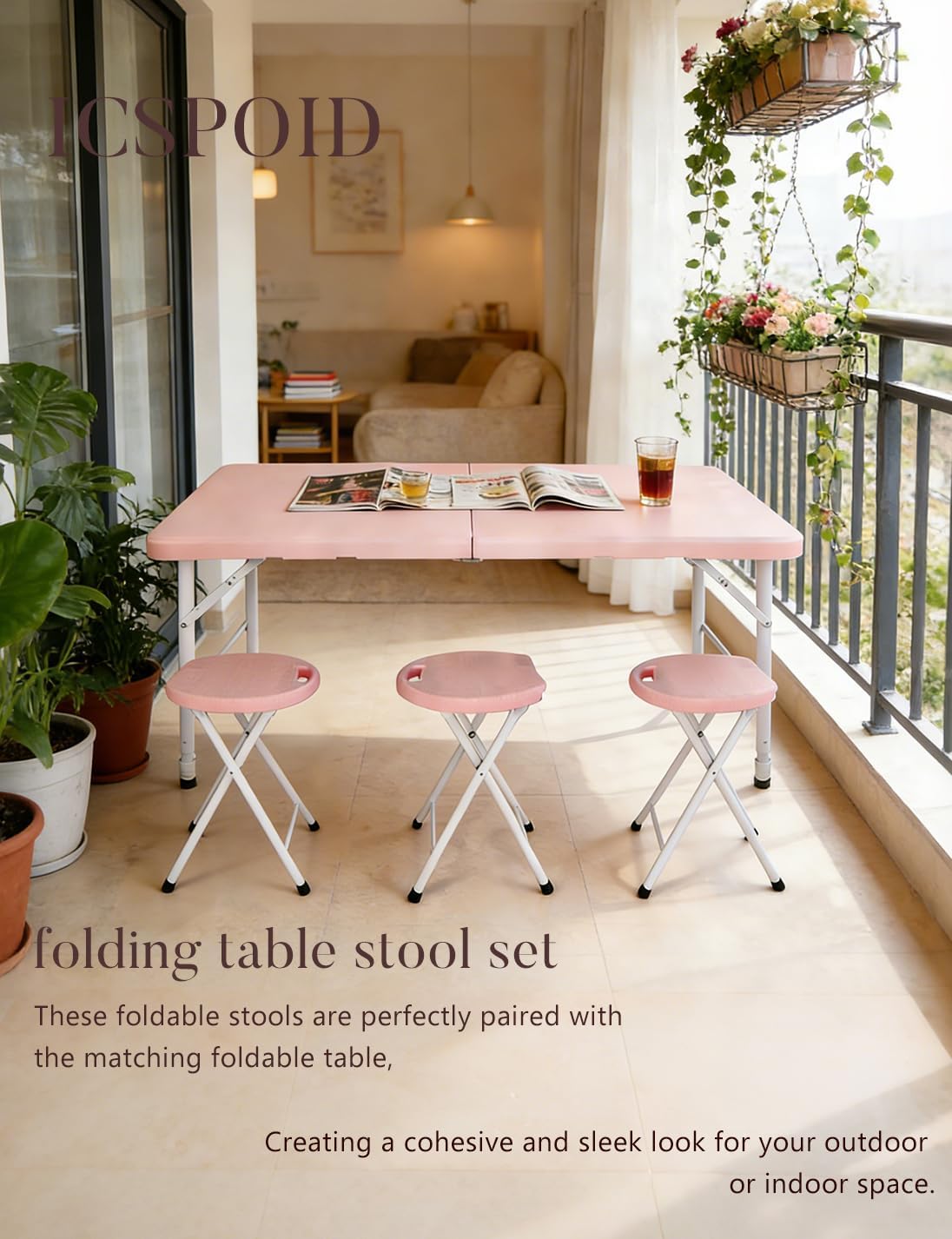 18 Inch Folding Stool with Handle, Folding Chair, 600 lbs Capacity Portable Foldable Bar Stool with Non-Slip Feet, Collapsible Stool for Indoor Outdoor Use