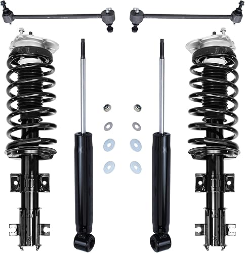 Detroit Axle - Kit de amortiguadores de 6 piezas para Volvo S70 V70 850 1993-2000, C70 1998-2004, 2 puntales delanteros con resorte helicoidal, 2