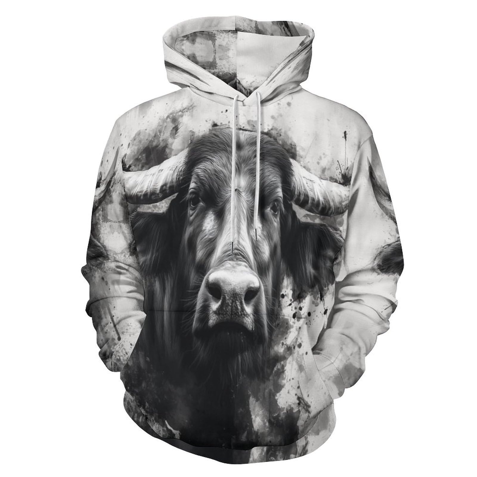 Sweat à capuche bison pour homme et femme pull décontracté - 8