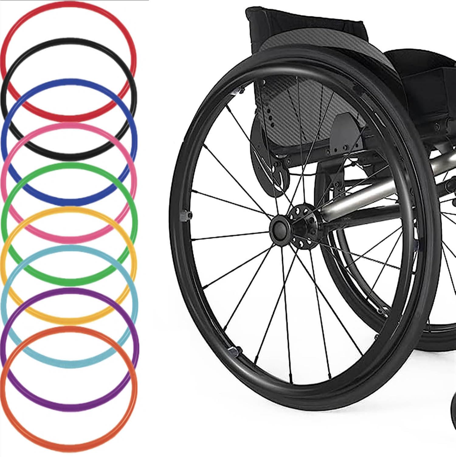 Coperture for Bordo di Spinta for Sedia a Rotelle da 22/24 Pollici,Copricerchi per Sedia a Rotelle,1 Paio Coperture for Corrimano for Sedia a Rotelle,Antiscivolo,Nero,24inch