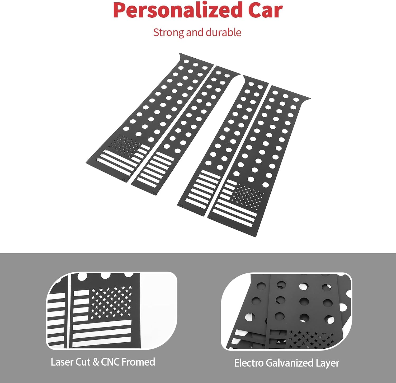 Linskip Aluminum Door Window Pillar Cover Compatible with Chevy Colorado & GMC Canyon 2023 2024 2025+, B-Pillar Overlay Trim for Colorado Exterior Accessories(Flag Black)