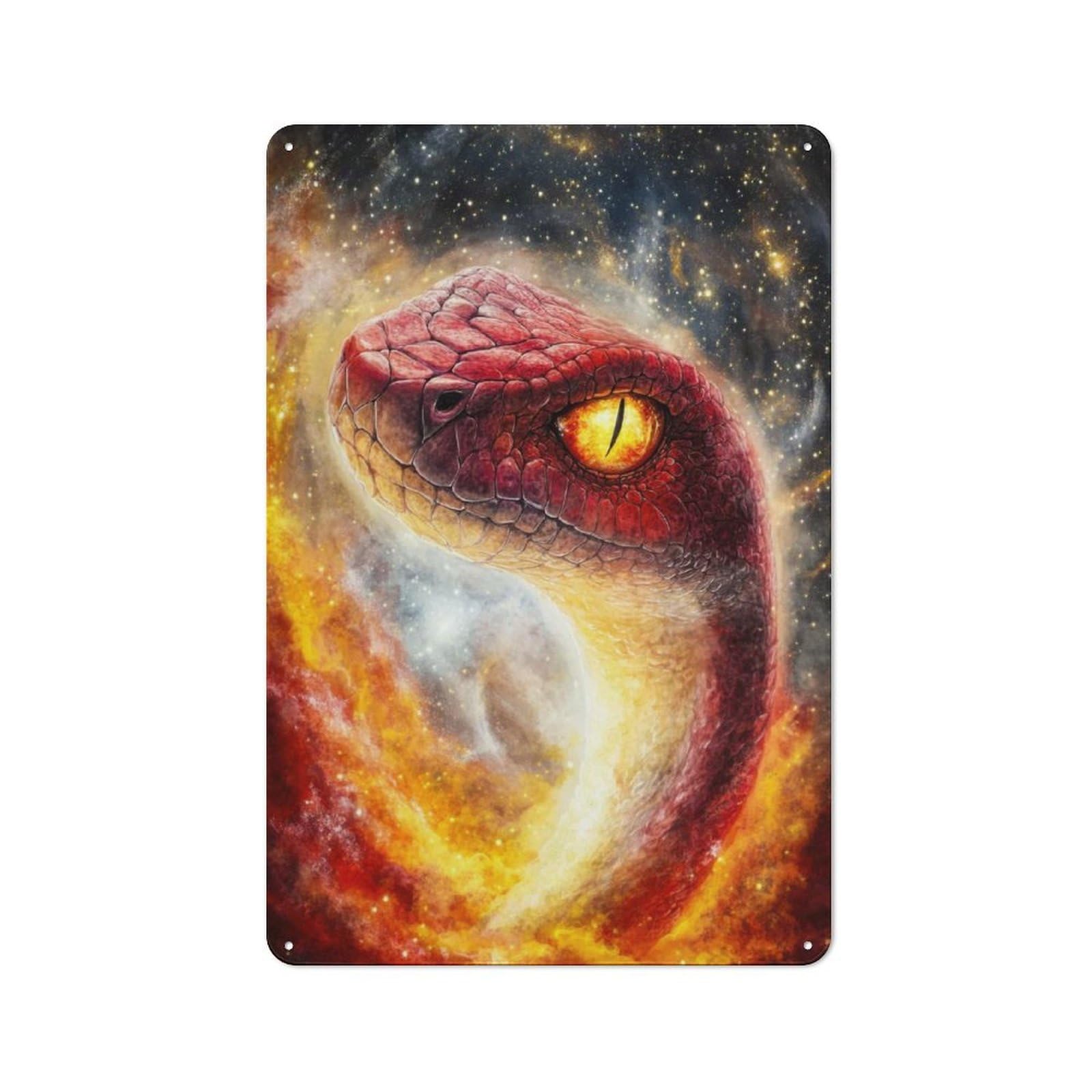 Junmoney Cosmic Serpent Metal Wall Sign 30X20cm Featuring For Garage Or Workshop, For Vintage Wall Decor Fans, For Metal Sign Collectors