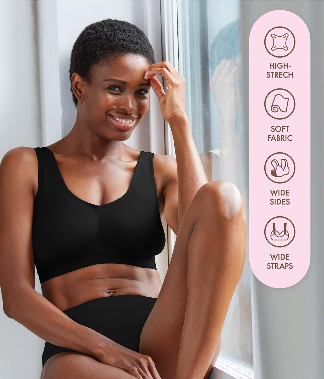 Carole Martin Slip-On Wireless Comfort Sleep Bra for Women - Image 2