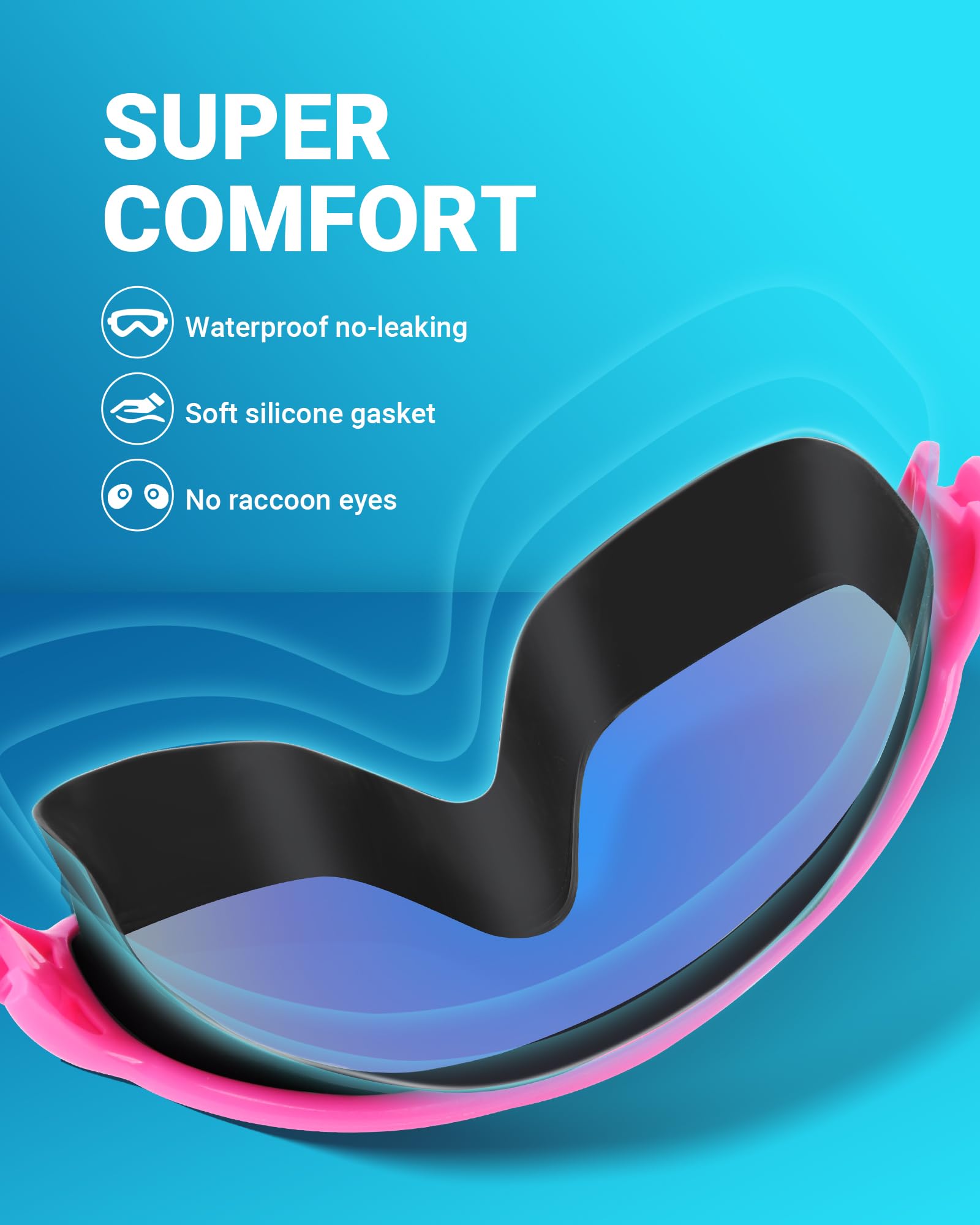 Freela Confezione da 2 occhialini da nuoto per adulti, uomini, donne, giovani, visione ampia a 180°, anti-appannamento, protezione UV, in morbido silicone, impermeabili, senza perdite, confezione da 2