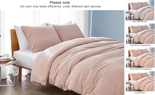 Miniatura 5 de Dream Sunset - Juego de funda de edredón de punto de jersey, tamaño matrimonial Queen, 100% algodón súper suave, cómodo diseño jaspeado, cierre de