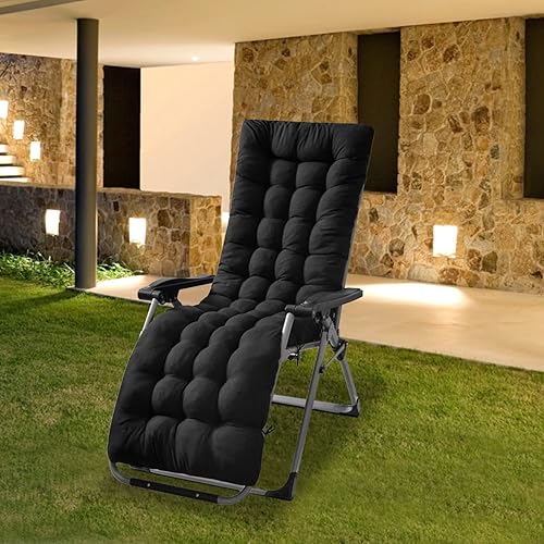 Miniatura 9 de Moclever Cojín para silla de gravedad cero, de 67 x 22 x 3 pulgadas, cojín reclinable acolchado grueso con 6 lazos, almohadilla suave para silla