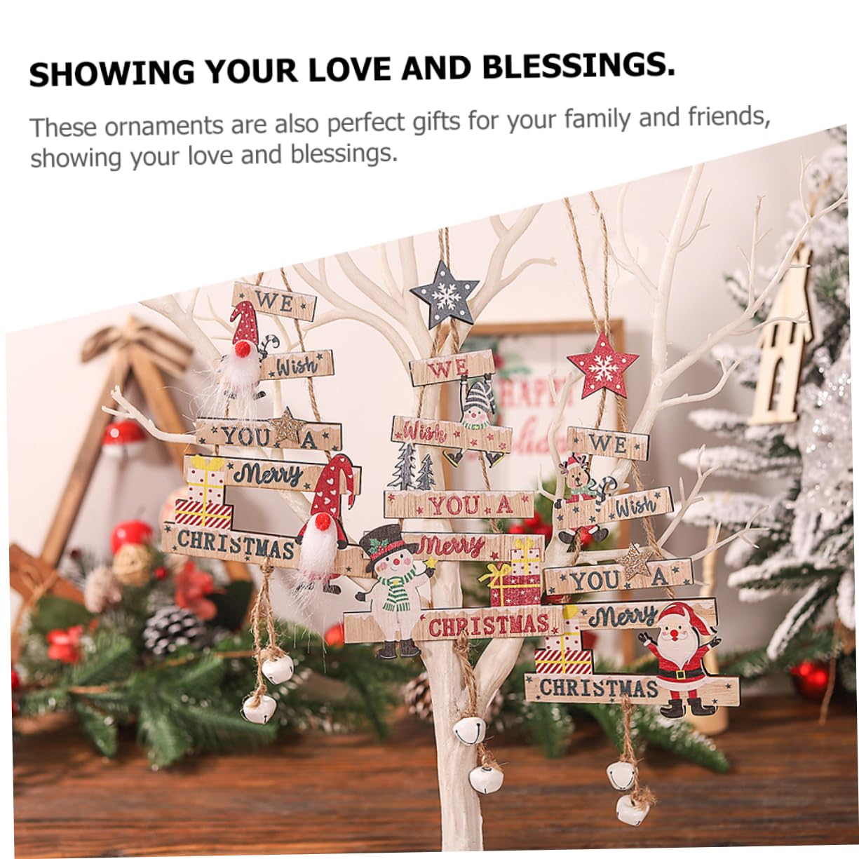 Amazon.co.jp: TOPPERFUN 3個 クリスマスオーナメント 木製の