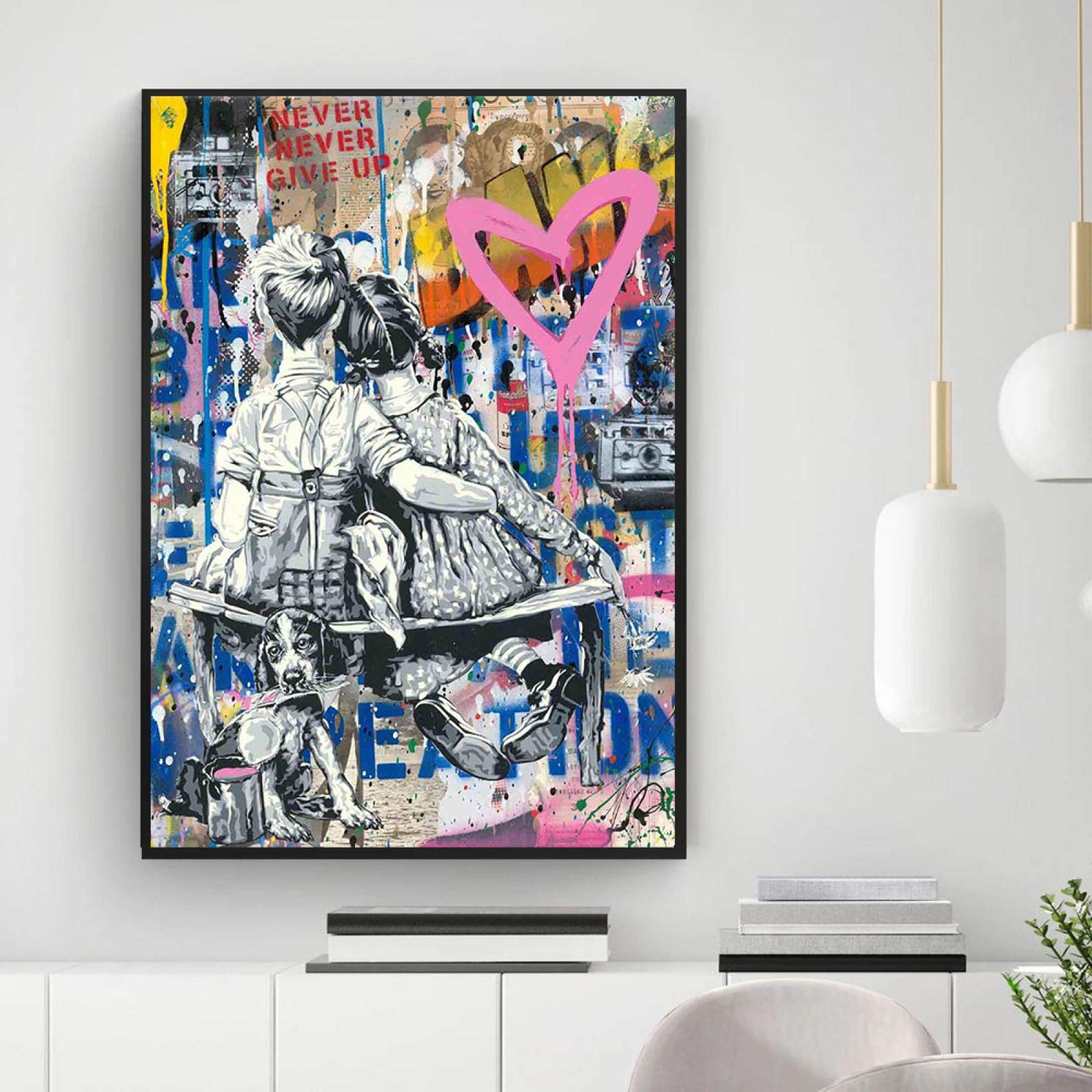 抽象的アートポスター Amazon｜決してあきらめないキャンバス絵画愛はグラフィティ