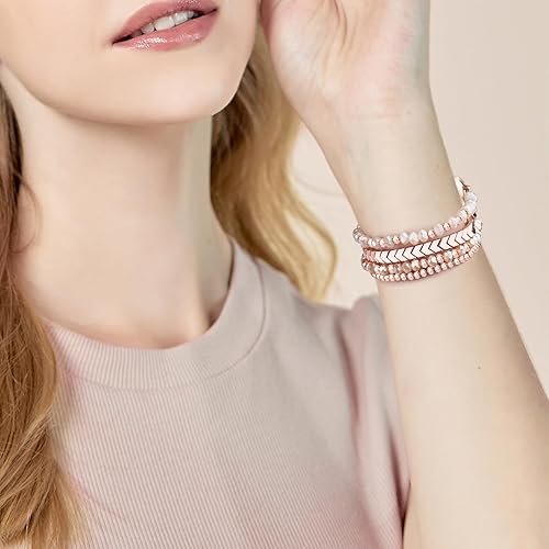 Miniatura 6 de CAGOS Correa de pulsera de cuentas compatible con Apple Watch de 1.496, 1.575, 1.614, 1.654, 1.732 y 1.772 pulgadas, correas elásticas elegantes