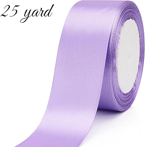 Miniatura 2 de Cinta de 25 yardas para envolver regalos, manualidades, decoración de boda, ramos de flores, arreglo de fiesta (1 12 pulgadas x 25 yardas, lavanda)