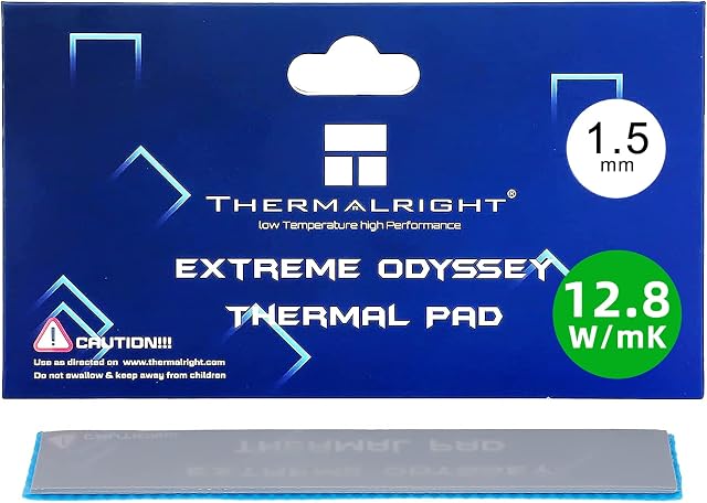 Thermalright Thermal Pad 12.8 W/mK, 120x20x1.5mm, SWECENT Non Conductive Heat Resistance High Temperature Resistance, Silicone Thermal Pads for Laptop Heatsink/GPU/CPU/SSD/LED Cooler (120* 20* 1.5mm)