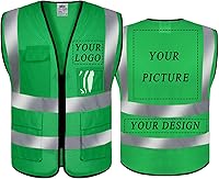 Vista 43 de BeautyWill Chaleco de seguridad con logotipo personalizado, Hi Vis Clase 2, chaleco reflectante de construcción unisex con 5 bolsillos