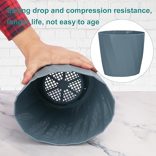 Miniatura 5 de IHDYPPEW 6 Pack 86.55.3 Inch Plant Pot Set, Blue Planters with Drainage Holes and Saucers, Plastic Flower pots for Indoor and Outdoor Plants