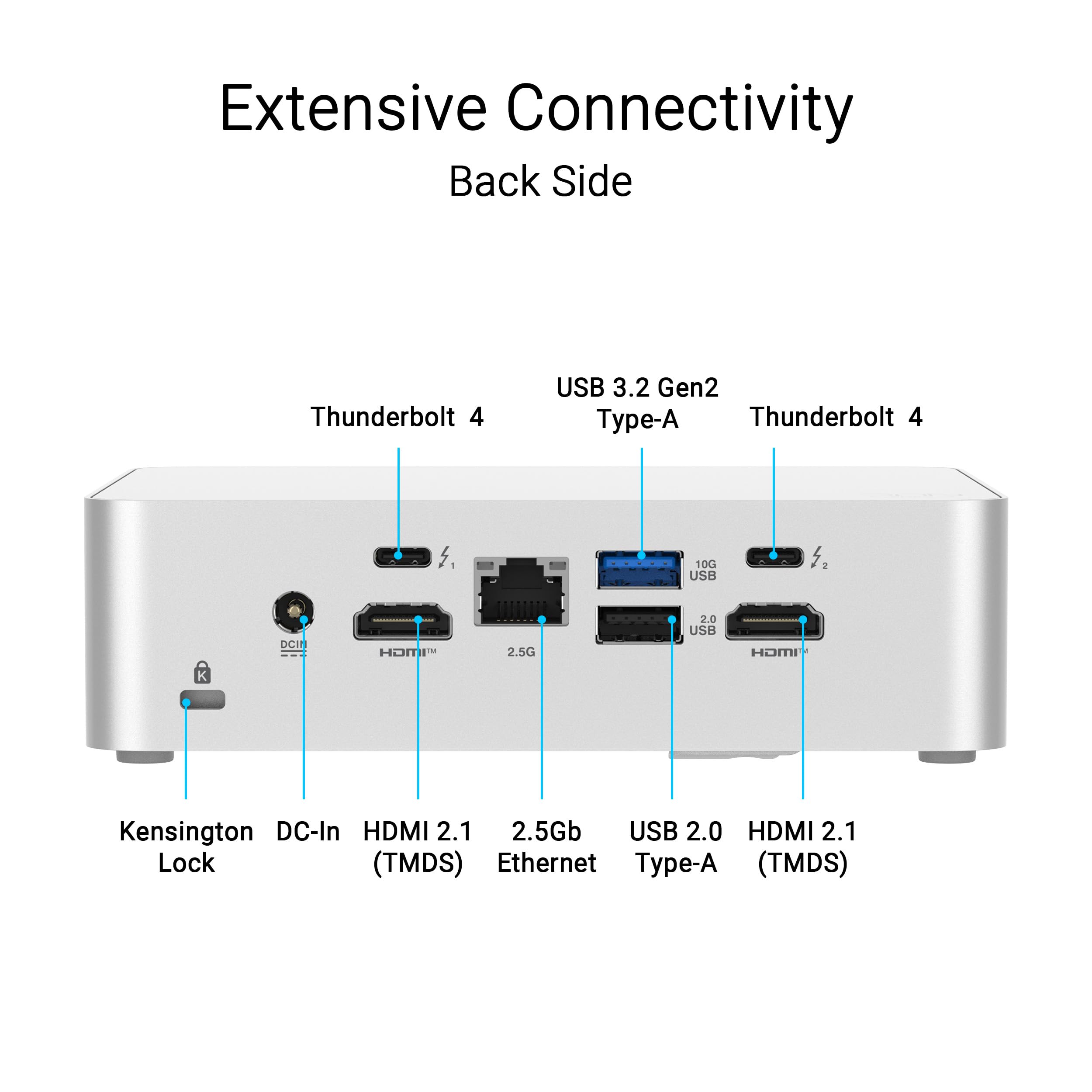 ASUS NUC 15 Pro+ Barebones Mini PC con Intel Series 2 Core Ultra 9 285H, fino a 96 GB di RAM DDR5, Dual Storage, Thunderbolt™ 4, Wi-Fi 7 e Bluetooth 5.4, telaio in alluminio argentato senza attrezzi