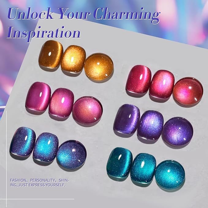 Esmalte de Uñas Gel Magnético Cat Eye Holográfico 6 Colores miniatura 5