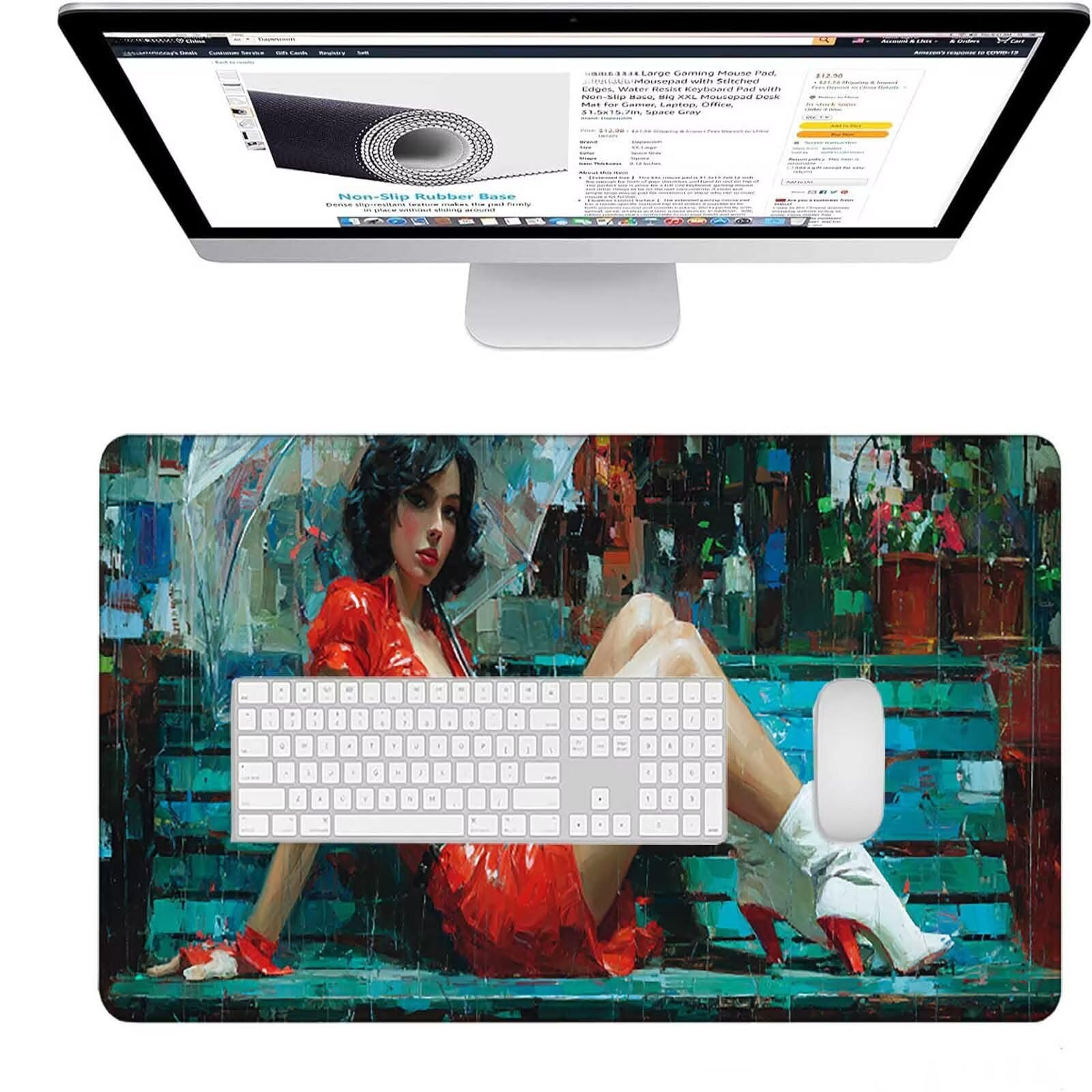Podkładka pod mysz do gier, duża podkładka pod mysz XXL, 1500 x 800 x 3 mm, kreskówkowa podkładka pod mysz do klawiatury i biura, akcesoria do gier, nadaje się do prania, poprawia dokładność i
