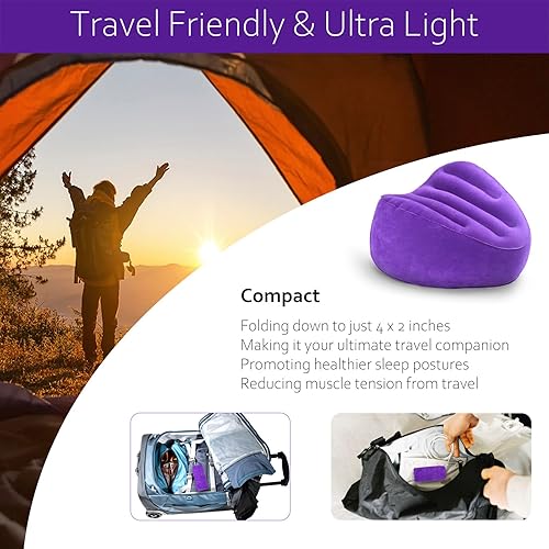 Miniatura 4 de Almohada de rodilla para dormir de lado, almohada de pierna para dormir de lado, tela suave de terciopelo, almohada de viaje inflable para soporte