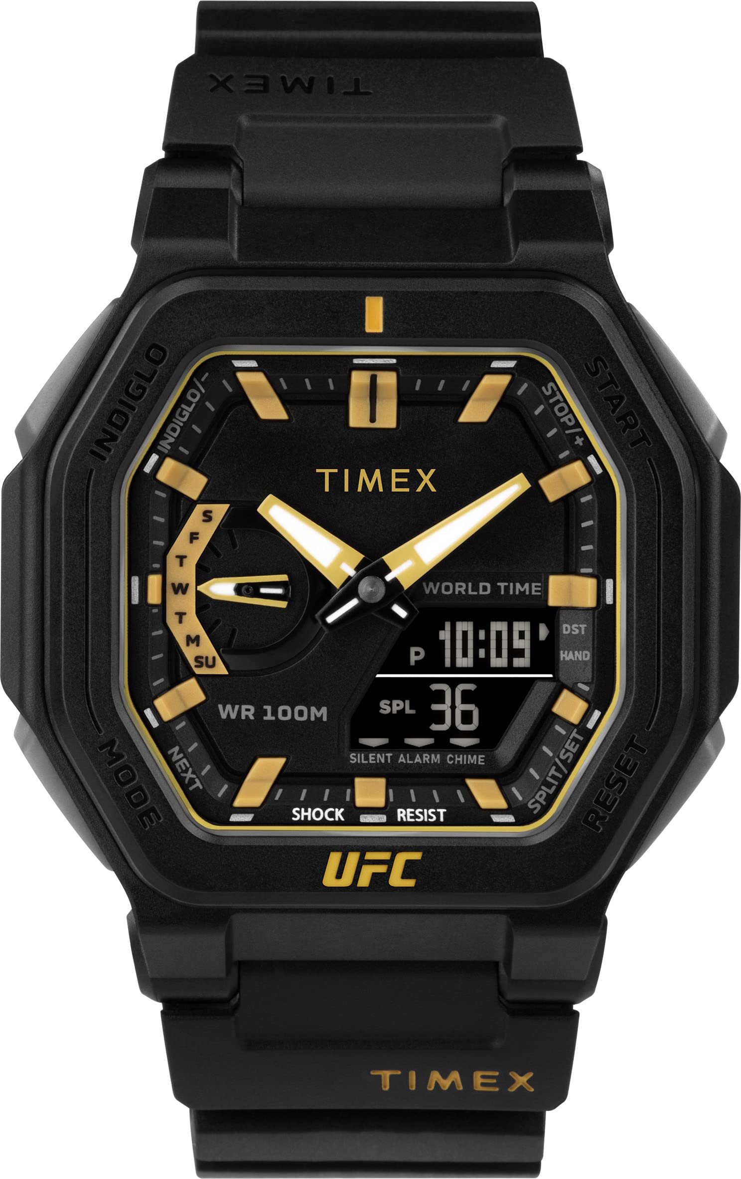 TIMEX Resin Ufc Strength Collection Men Quartz Analog/Digital Black Dial Coloured Quartz Watch, Octogonal Dial With 45 Mm Case Width - Tw2V55300X6, Bandcolor-Black (B0BYD9G86T) Amazon Price History, Amazon Price Tracker