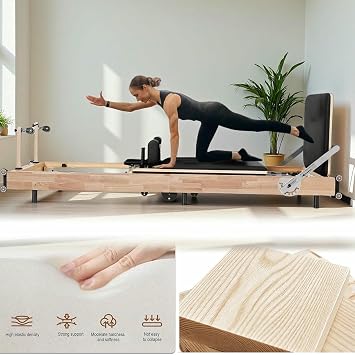 Foldable Pilates Reformer, Reformer Pilates Machine, Adjustable Home Equipment for Strength Training and Flexibility