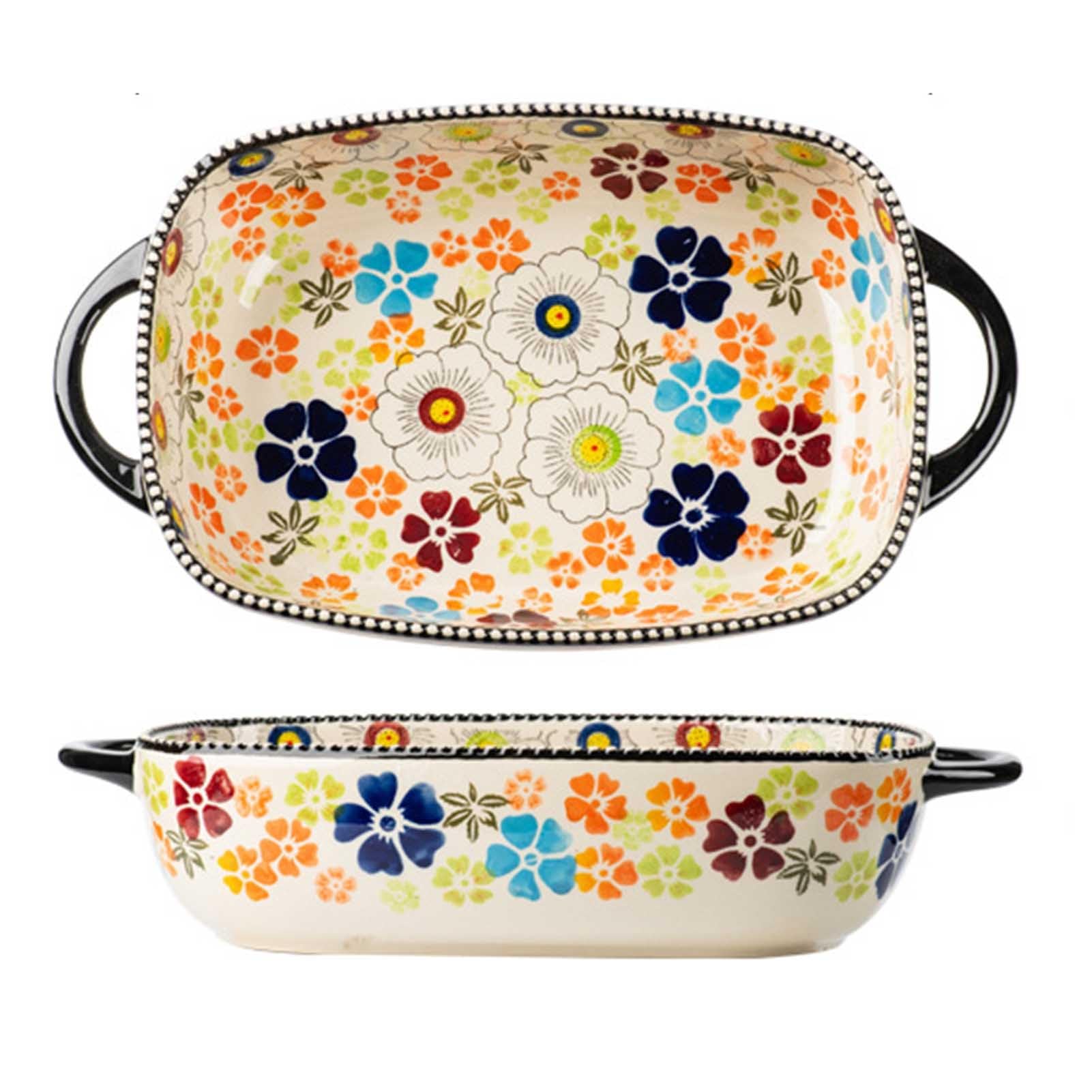 Teglie per Lasagne, Teglia da Forno in Ceramica Adatta al Forno e al microonde, Rettangolare con Manici, Diverse Misure(1830ml)