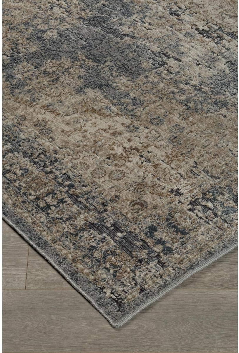 BOWERY HILL Modern/Contemporary 5' x 7' Rug in Blue and Tan