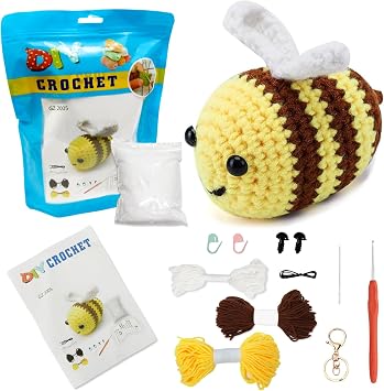 71Nmly Beginner Crochet Kit for Adults & Kids Cute Bees Beginner Crochet Kits Complete Crochet Kit Bees Knitting Starter Kit with Instructions and Video Tutorials for DIY Craft