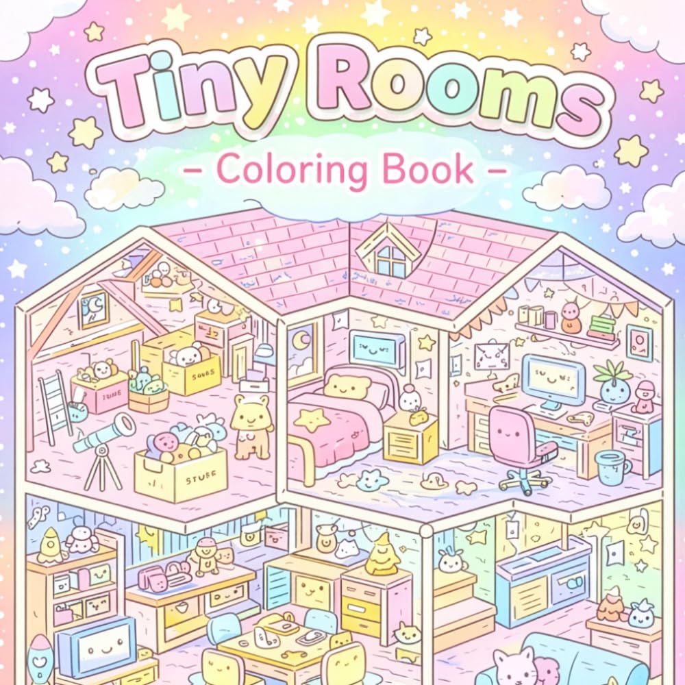 Tiny Rooms: Coloring Book (cute & cozy coloring Books for adults & teens)