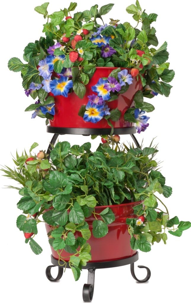 HIT 8021E XR Raised Planter with Iron Stand, 13.5 by 30-Inch, Red