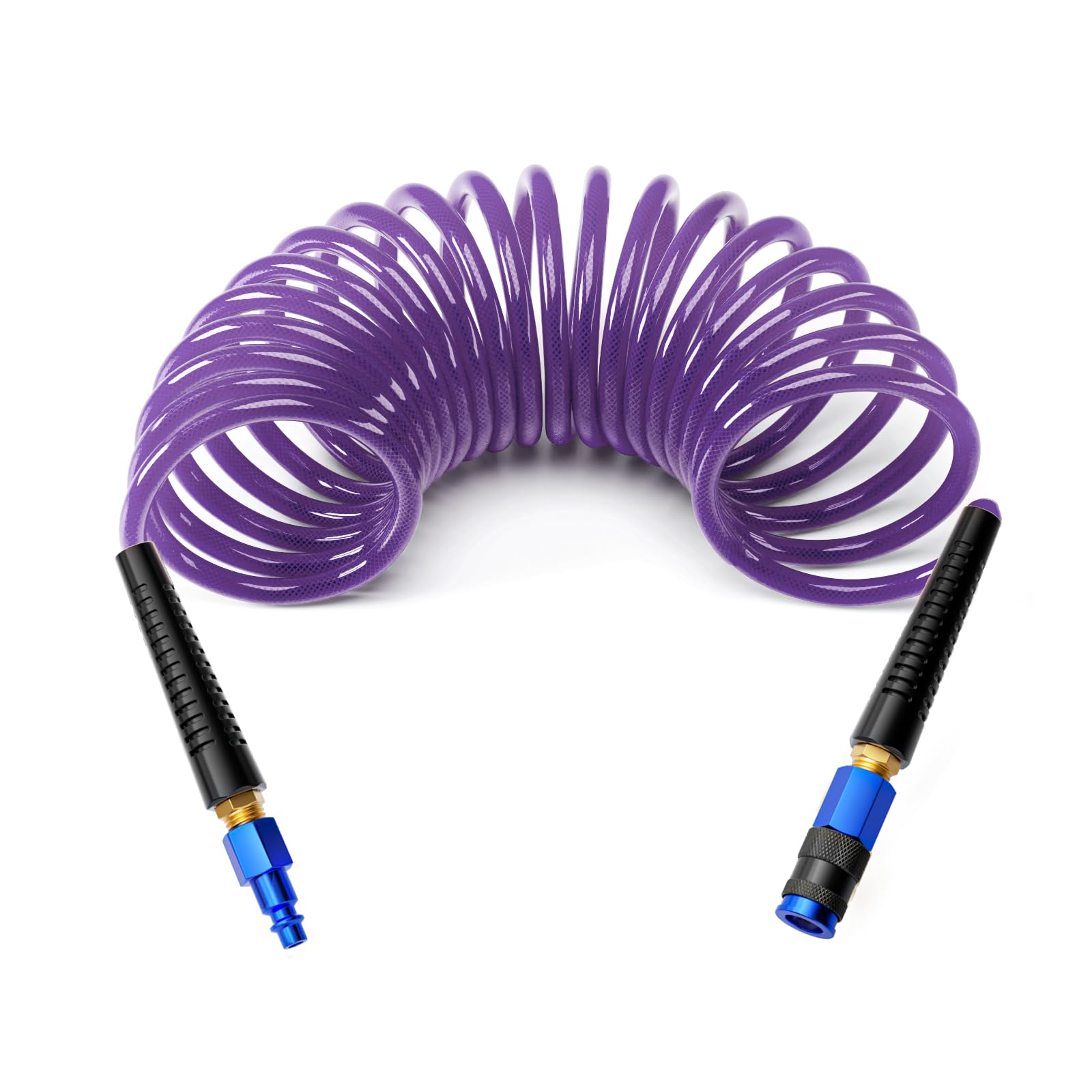 GASHER 1/4" 10FT Polyurethane Recoil Air Hose AMT Universal Coupler Purple