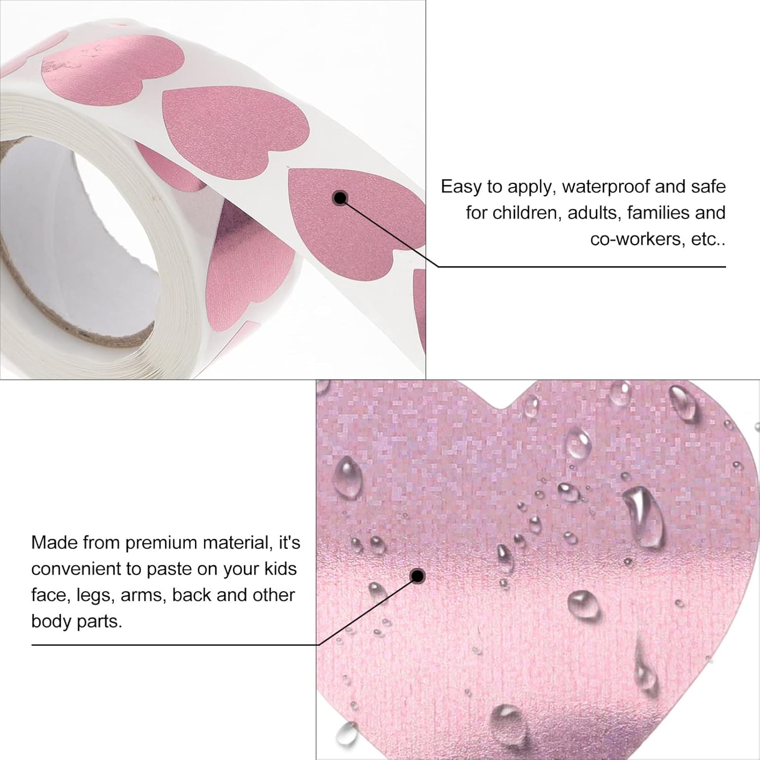 Uonlytech 500pcs Tanning Sunbathing Stickers Self Body Tanning Stickers Tanning Bed Stickers Heart Sticker Label for Tanning Sunbathing Outdoor, Pink