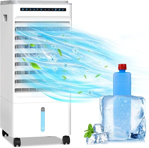 Aire acondicionado portátil, aire acondicionado 4 en 1 portátil para habitación, enfriador de aire evaporativo de 5 L con 3 modos y 3 velocidades,