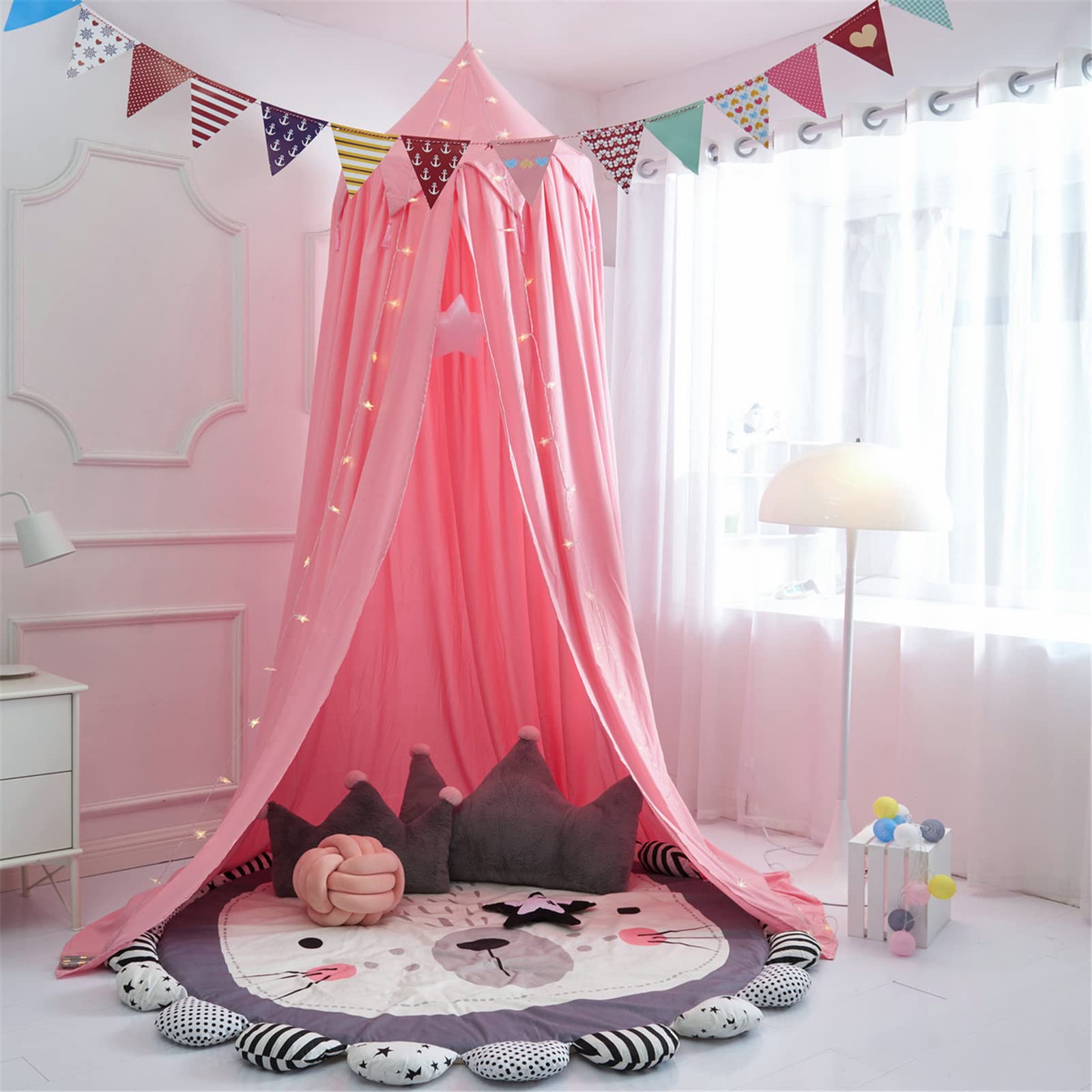 Baldacchino Per Letto Bambini - Tenda Zanzariera Cupola Rotonda - Verde Lago - 250 Cm Altezza