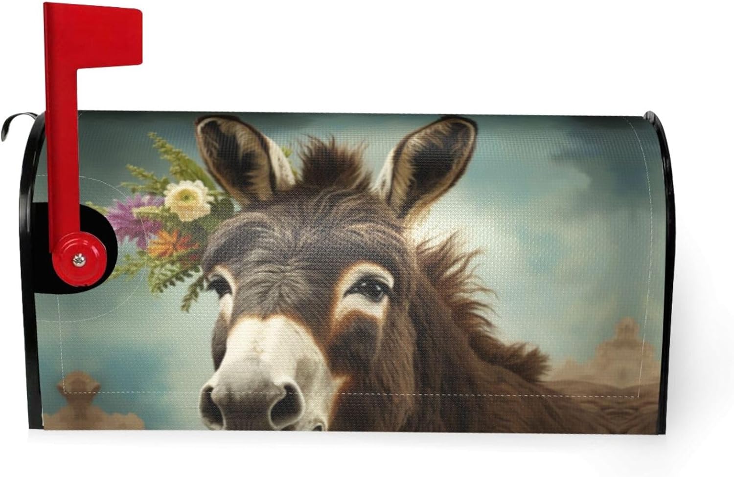 Donkey Animals Print Mailbox Covers Magnetic Standard Size Waterproof Mailbox Wraps Post Letter Box Cover for Home Garden Yard 18" X 21" 25.5x21 in